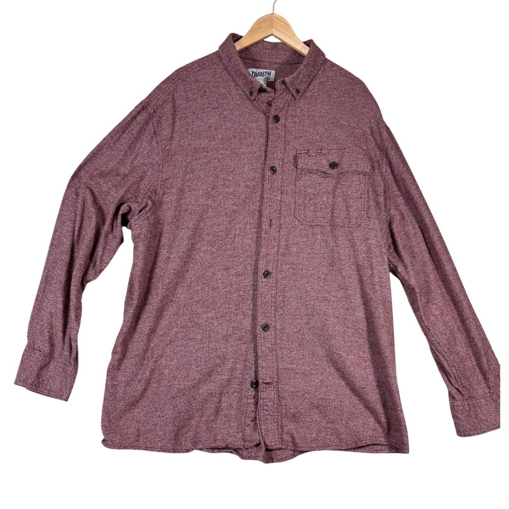 Duluth‎ Trading Co Mens XL Relaxed Fit Button Down Shirt Burgundy Heather 80686